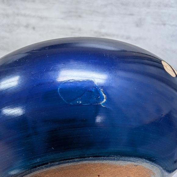 Cobalt Blue Wooden Hand Carved Trinket Box Floral Decore - Picture 6 of 11